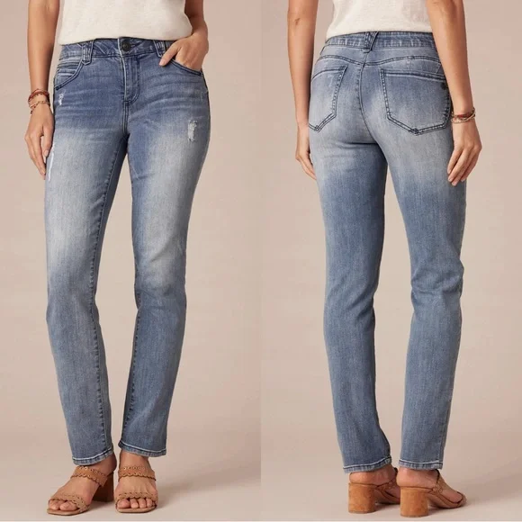 Democracy Ab Solution Blue Booty Lift Straight Leg Jeans Country Western Rodeo - Picture 1 of 14